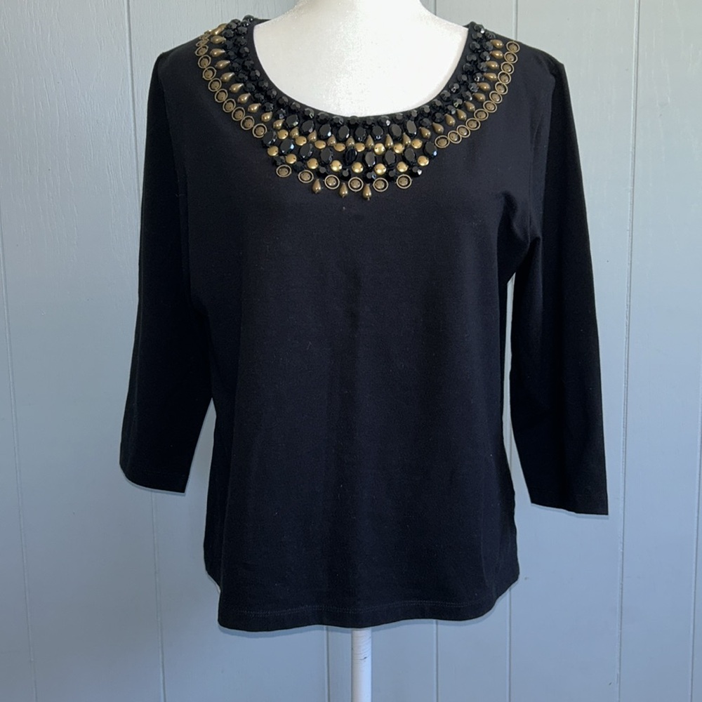 Ruby Rd. Black and Gold Top